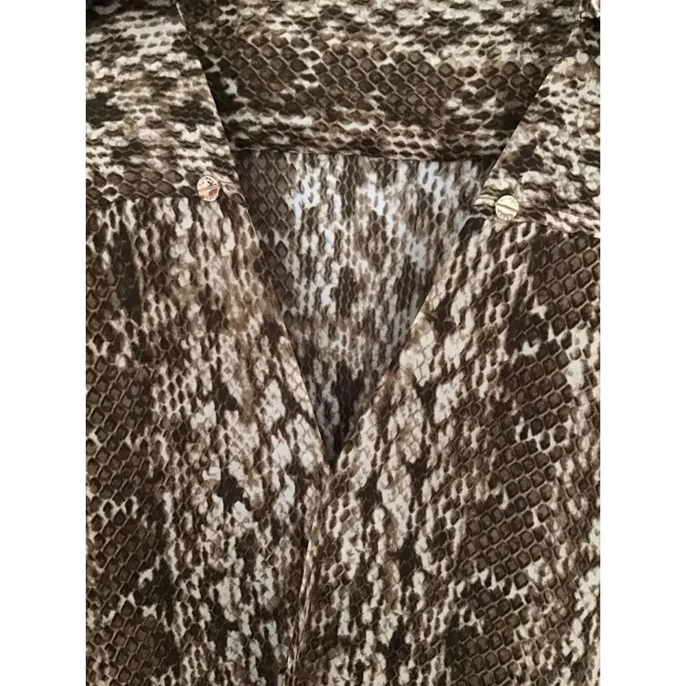 MICHAEL KORS animal snake print sleeveless cowl neck blouse long sleeve Size 4 - Picture 3 of 8